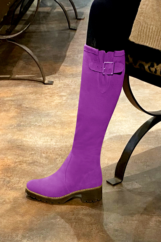 Mauve purple dress knee-high boots for women - Florence KOOIJMAN